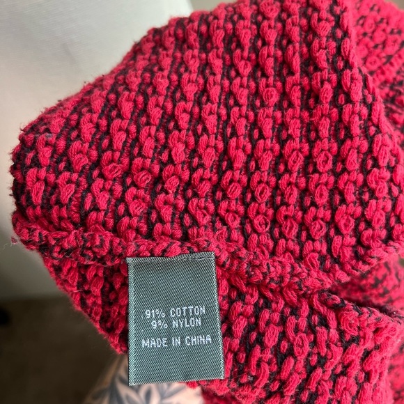 Willow Red Black Knit Christmas Festive Chunky Mock Neck Boho Cozy Sweater Large - Picture 7 of 7